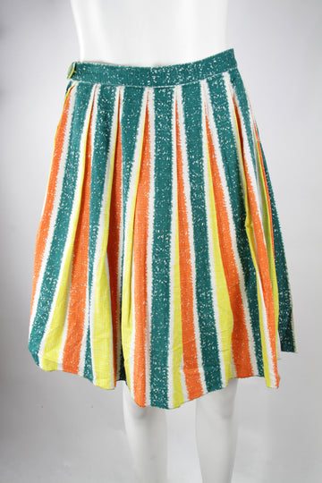 Vintage 50s Pleated Skirt with Vertical stripes - S