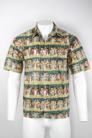 Vintage 90s cocktail sequence  painting shirt  - L