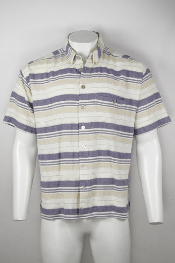 Vintage 90s Short Sleeved Waffle Textured Shirt - XL