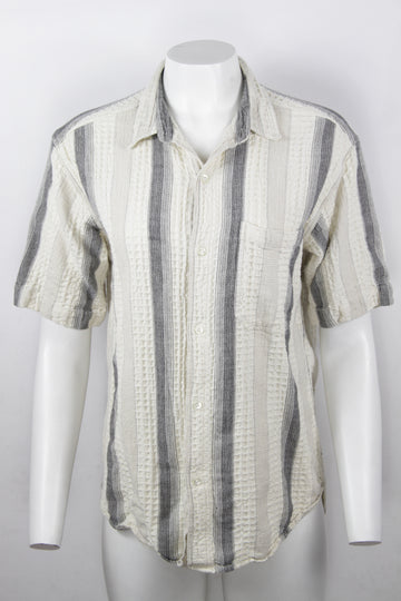 Vintage 90s Short Sleeved Waffle Textured Shirt - S