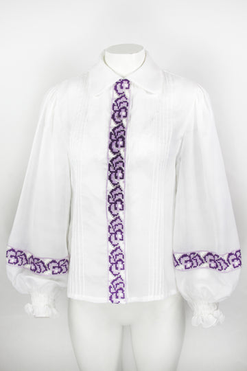 Vintage 70s Embroidered Blouse - S