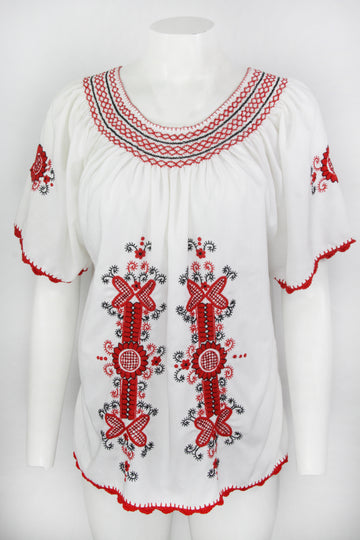 Vintage 70s Embroidered Blouse - L