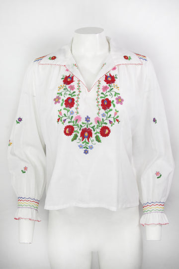 Vintage 70s Embroidered Blouse - S