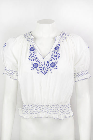 Vintage 70s Embroidered Blouse - S