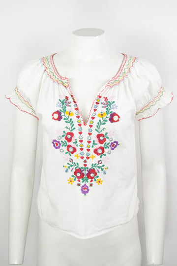 Vintage 70s Embroidered Blouse - S