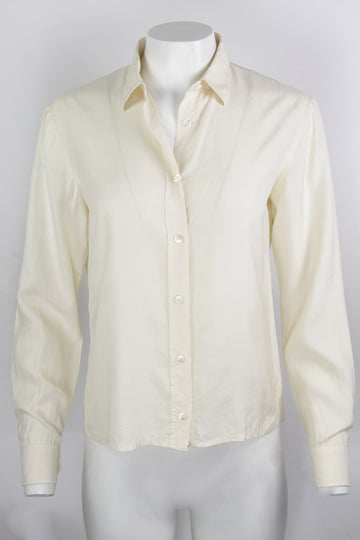 Vintage 90s Cream Silk Blouse - S