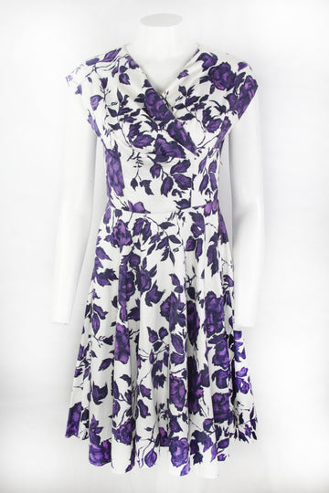 Vintage 50s Floral Print Dress - S