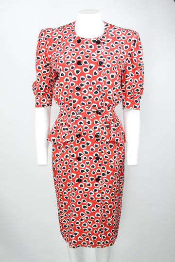 Vintage 80s Escada love heart print silk dress - S