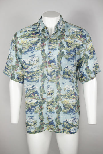 Vintage 90s Silk Hawaiian Shirt - L