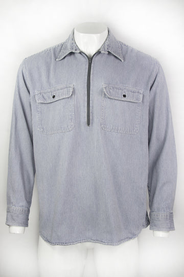 Vintage Five Brothers Denim Hickory Stripe Workwear Quarter Zip - L