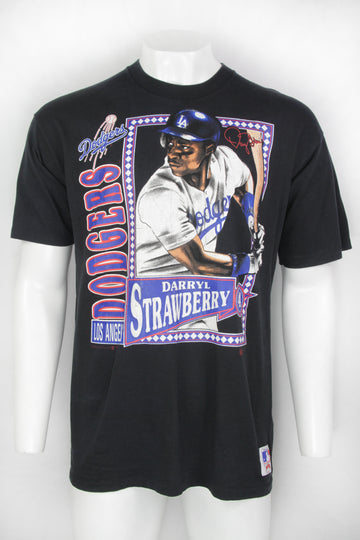 Vintage 1990 Darryl Strawberry LA Dodgers Single Stitch T-shirt - Made In the USA -  XL