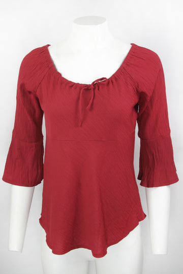 Vintage Y2k Burgundy Jennyfer Boho top - L