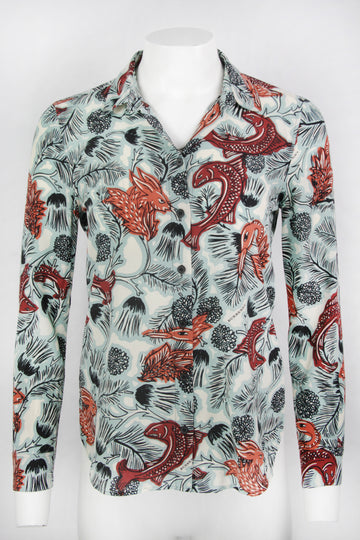 Vintage Y2K Burberry 'Beasts' Collection Patterned Blouse - XS