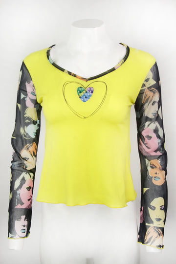 Vintage y2k Pop Art Sisters Point mesh top - M