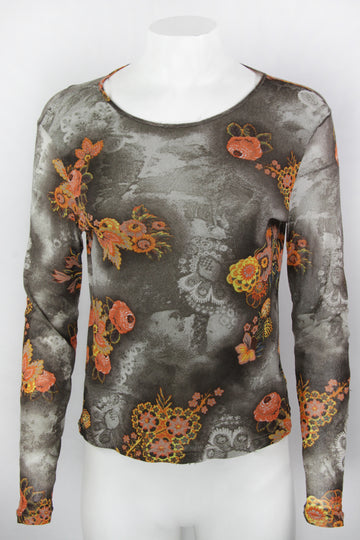 Vintage Y2k Kenzo Jeans floral Mesh top - XL