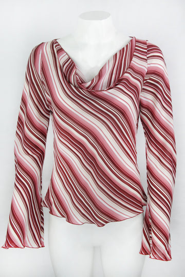 Vintage Y2K Diagonal Striped Cowl neck top - L&nbsp;&nbsp;