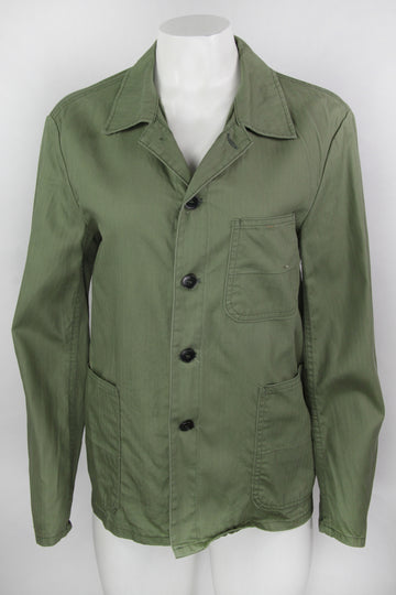 Vintage Khaki Green herringbone Kempel EU Workwear Jacket – S
