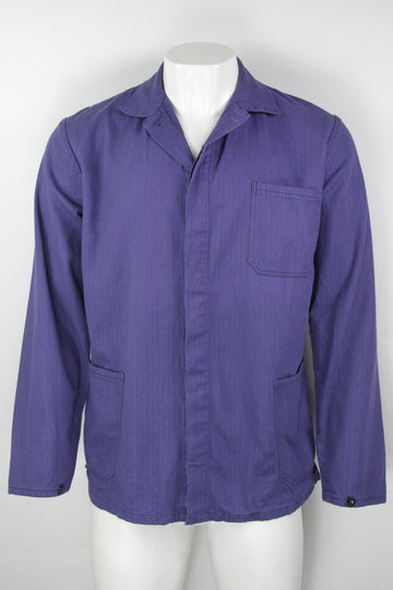 Vintage Blue EU Workwear jacket Blue 3 pocket Herringbone Twill - L