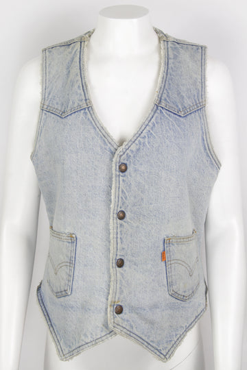 Vintage 70s Orange Tab Levis Sherpa Lined Waistcoat  - M