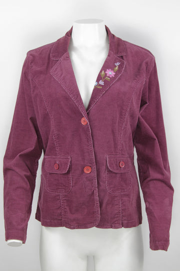 Vintage Y2k Embroidered Cord Blazer - S