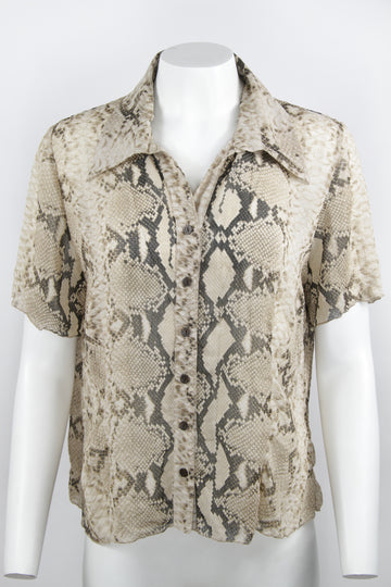 Vintage Y2k Snakeskin Sheer Blouse  - M