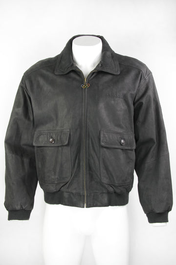 Vintage Rare Adidas Olympics 1972 Sapporo Japan Leather Jacket - L