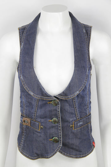 Vintage Y2k Denim Waistcoat - S