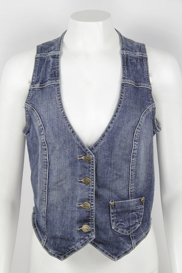 Vintage Y2k Denim Waistcoat - M