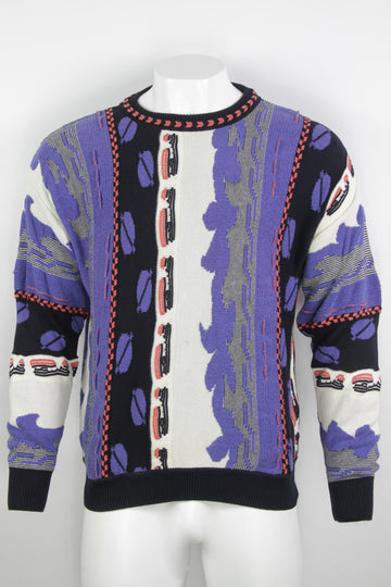 Vintage Textural Knitted Sweater - L