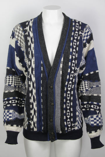 Vintage 90s Textural Knitted Cardigan - L