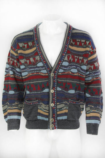 Vintage Coogi Textural Patterned Cardigan - M