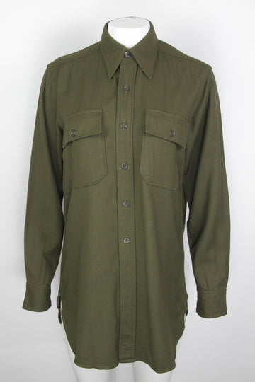Vintage 40s Gaberdine US Officers Shirt Tailored By Dunners - S