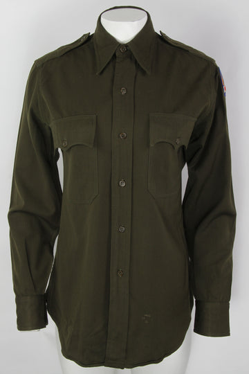 Vintage 40s Gaberdine US Officers Shirt With US Army Airforce Partch  - S