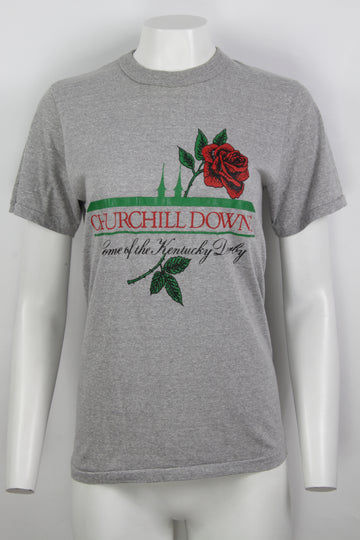 Vintage 80s Champion Churchhill Downs Marl T-shirt - S