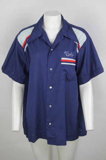 Vintage Hilton Bowling Shirt With Chainlink Embroidery - L