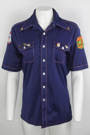 Vintage 70s Bowling Shirt With Patches - M