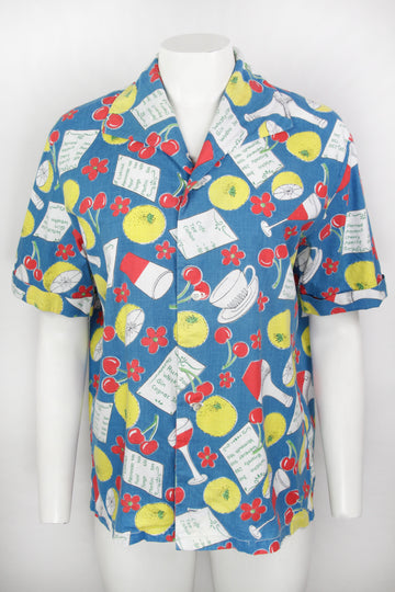 Vintage 50s Broad Curved Collar Shirt - M