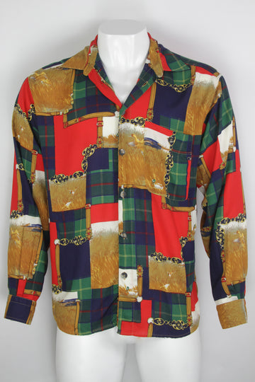 Vintage 90s Patterned Long Sleeved Shirt - XL