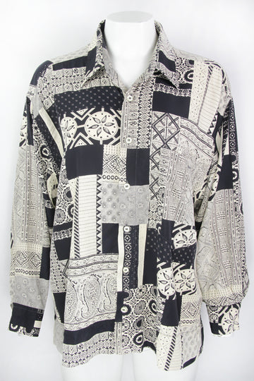 Vintage 90s Patterned Long Sleeved Shirt - M