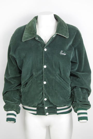 Vintage Cord Baseball Varsity Jacket - Green - M/L