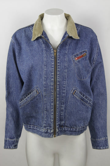 Vintage Detroit Style Denim Jacket With Cord Collar- S