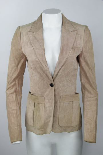Vintage Y2k Gucci Suede Blazer in dusty peach pink - S