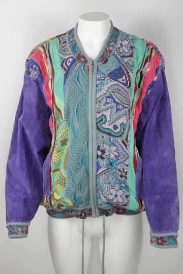 Vintage Coogi Suede Sleeve Bomber jacket - L