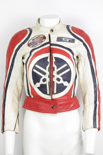 Vintage Yamaha Moto Racing Biker Leather Jacket - XS