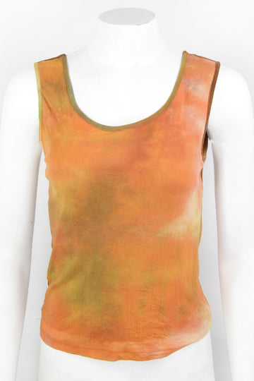Vintage Y2k Orange Joye + Fun Backless Mesh top - L