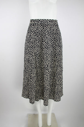 Navy and white square pattern midi skirt – M