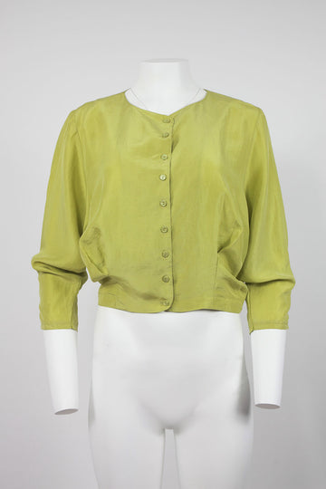 Lime green silk blouse - S