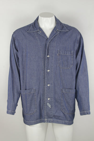 Vintage Levis denim overshirt - Herringbone pattern - White tab - XL