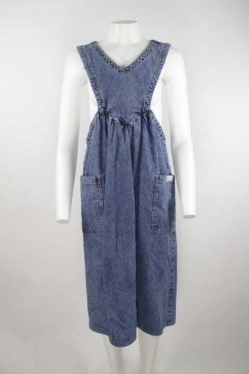 80s acid wash denim dress - S