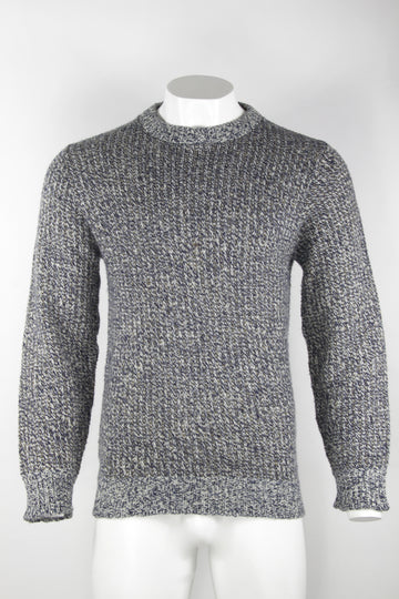 Vintage grunge style jumper - Grey and blue marl knit - M